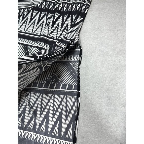 Chicos‎ Size 3 Womens Maxi Skirt Geometric Tribal Print Black & White Side Slit - Picture 5 of 16
